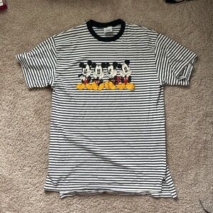 Mens Striped Black and White Mickey Mouse T-Shirt